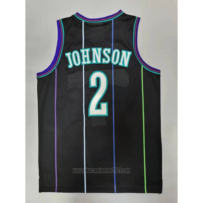 Camiseta Charlotte Hornets Larry Johnson #2 Mitchell & Ness 1992-93 Negro